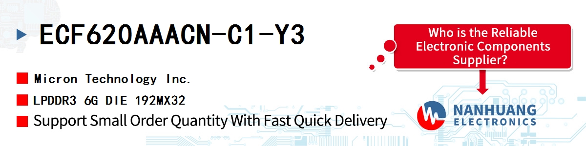 ECF620AAACN-C1-Y3 Micron LPDDR3 6G DIE 192MX32