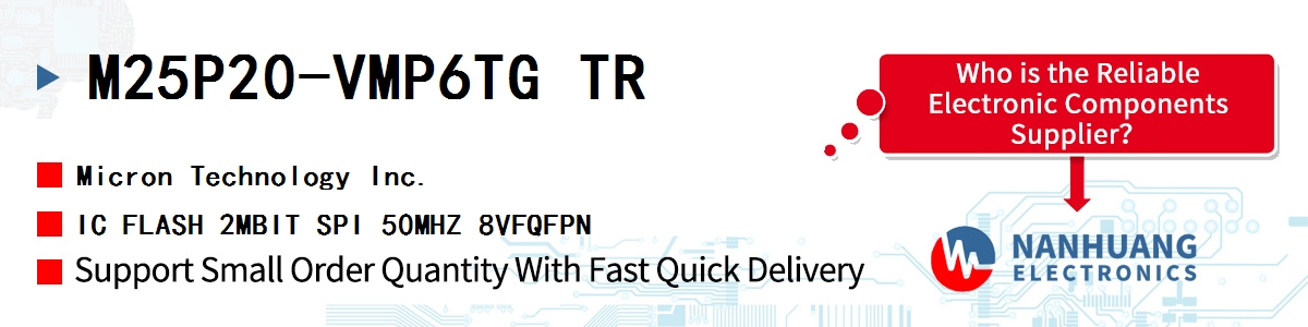 M25P20-VMP6TG TR Micron IC FLASH 2MBIT SPI 50MHZ 8VFQFPN