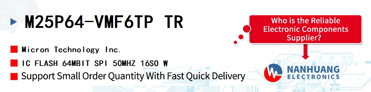 M25P64-VMF6TP TR Micron IC FLASH 64MBIT SPI 50MHZ 16SO W