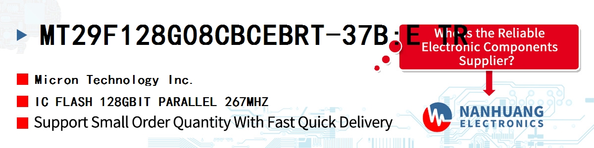 MT29F128G08CBCEBRT-37B:E TR Micron IC FLASH 128GBIT PARALLEL 267MHZ