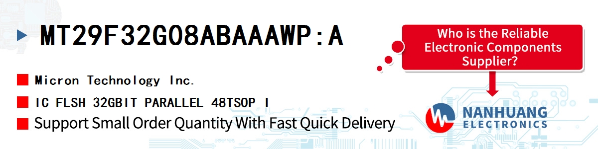 MT29F32G08ABAAAWP:A Micron IC FLSH 32GBIT PARALLEL 48TSOP I