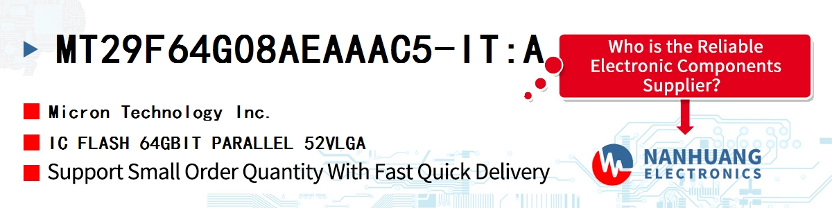 MT29F64G08AEAAAC5-IT:A Micron IC FLASH 64GBIT PARALLEL 52VLGA