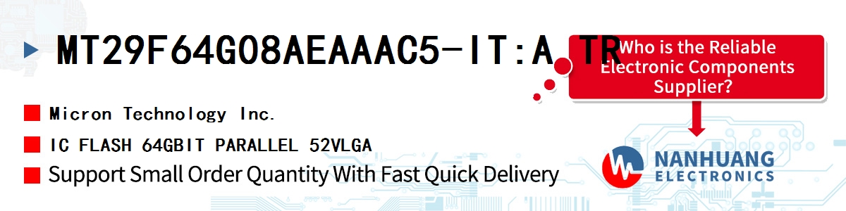 MT29F64G08AEAAAC5-IT:A TR Micron IC FLASH 64GBIT PARALLEL 52VLGA