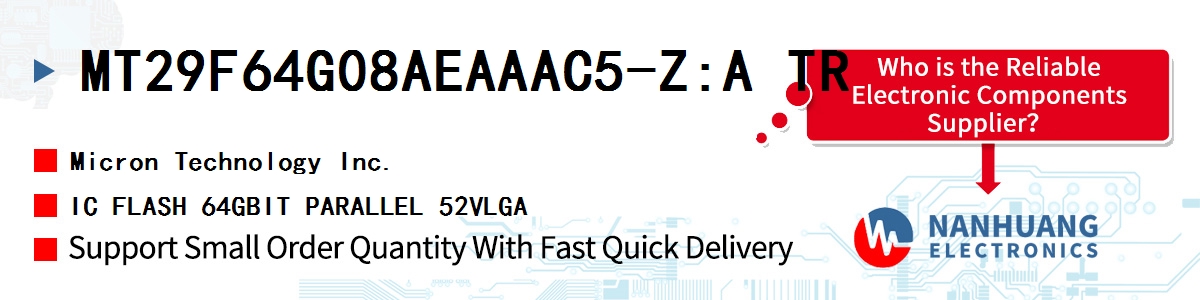 MT29F64G08AEAAAC5-Z:A TR Micron IC FLASH 64GBIT PARALLEL 52VLGA