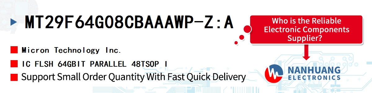 MT29F64G08CBAAAWP-Z:A Micron IC FLSH 64GBIT PARALLEL 48TSOP I