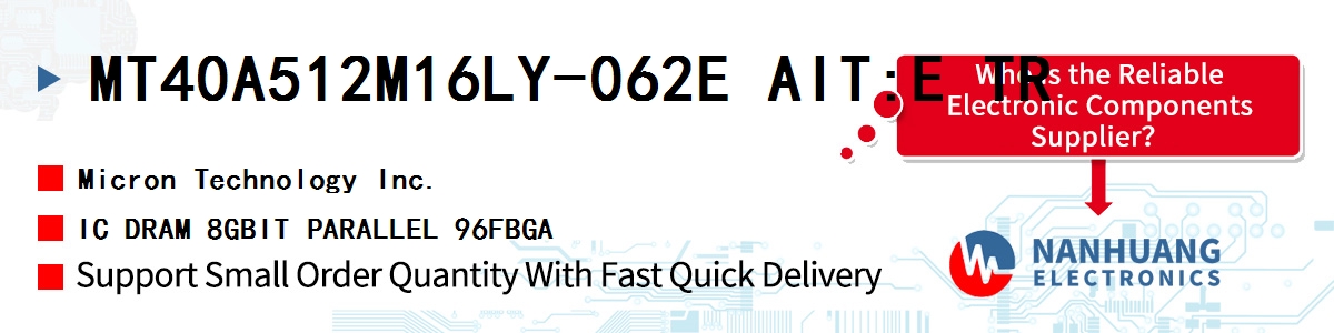 MT40A512M16LY-062E AIT:E TR Micron IC DRAM 8GBIT PARALLEL 96FBGA