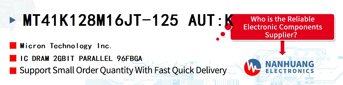 MT41K128M16JT-125 AUT:K Micron IC DRAM 2GBIT PARALLEL 96FBGA