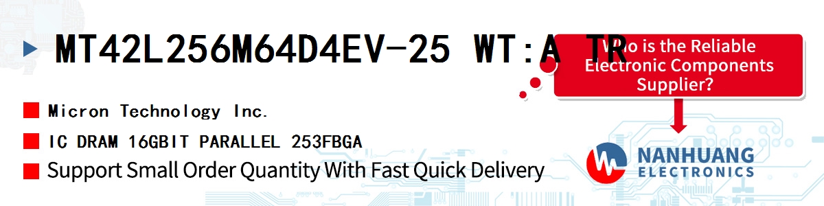 MT42L256M64D4EV-25 WT:A TR Micron IC DRAM 16GBIT PARALLEL 253FBGA