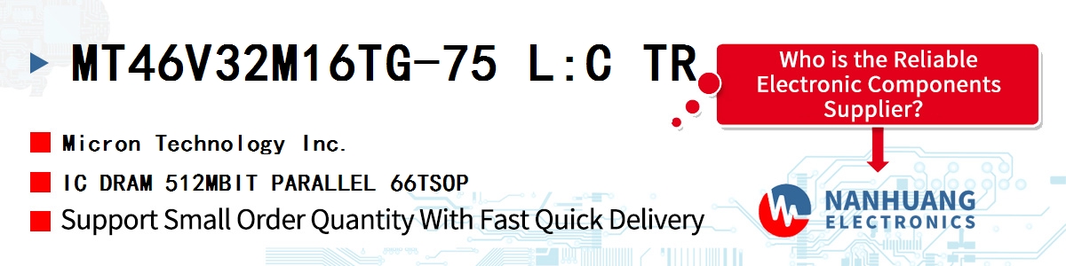 MT46V32M16TG-75 L:C TR Micron IC DRAM 512MBIT PARALLEL 66TSOP