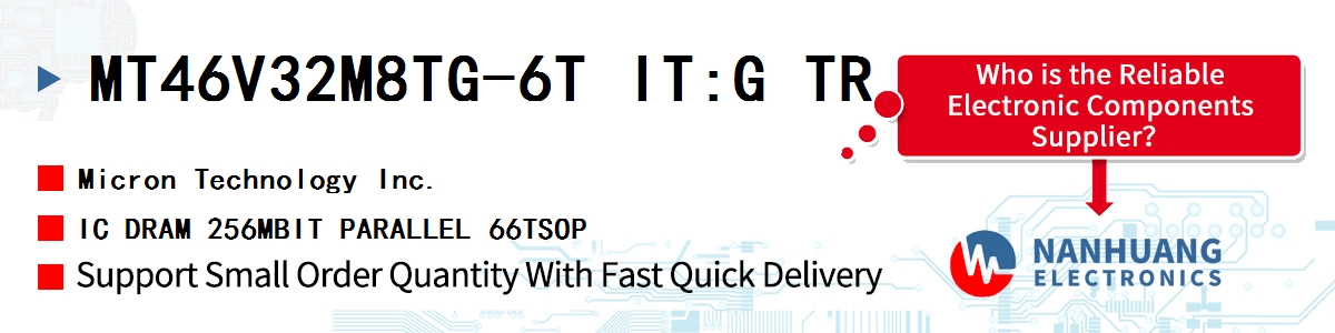 MT46V32M8TG-6T IT:G TR Micron IC DRAM 256MBIT PARALLEL 66TSOP