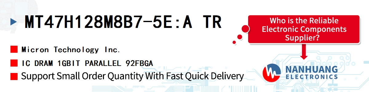 MT47H128M8B7-5E:A TR Micron IC DRAM 1GBIT PARALLEL 92FBGA