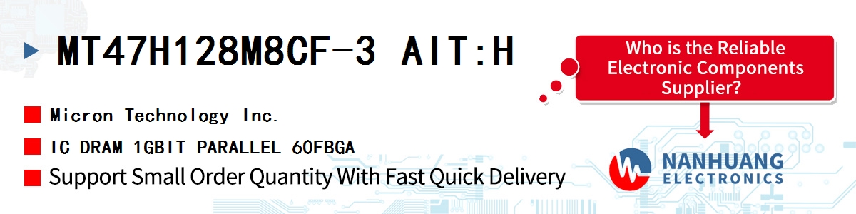 MT47H128M8CF-3 AIT:H Micron IC DRAM 1GBIT PARALLEL 60FBGA