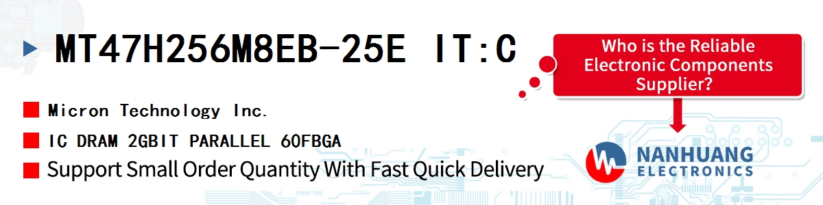 MT47H256M8EB-25E IT:C Micron IC DRAM 2GBIT PARALLEL 60FBGA