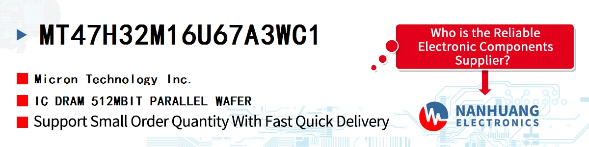 MT47H32M16U67A3WC1 Micron IC DRAM 512MBIT PARALLEL WAFER