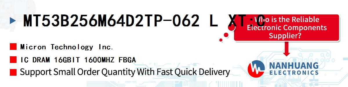 MT53B256M64D2TP-062 L XT:C Micron IC DRAM 16GBIT 1600MHZ FBGA