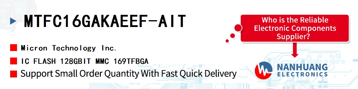 MTFC16GAKAEEF-AIT Micron IC FLASH 128GBIT MMC 169TFBGA