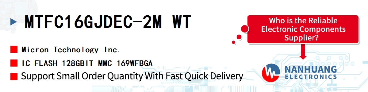 MTFC16GJDEC-2M WT Micron IC FLASH 128GBIT MMC 169WFBGA