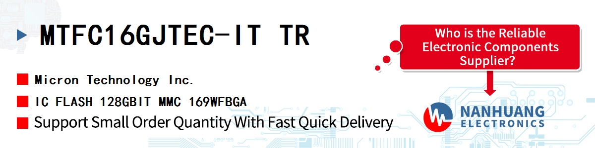 MTFC16GJTEC-IT TR Micron IC FLASH 128GBIT MMC 169WFBGA