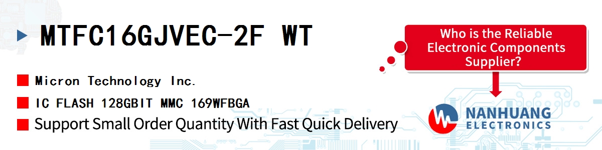 MTFC16GJVEC-2F WT Micron IC FLASH 128GBIT MMC 169WFBGA