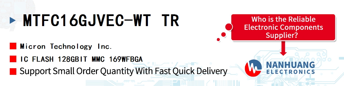 MTFC16GJVEC-WT TR Micron IC FLASH 128GBIT MMC 169WFBGA