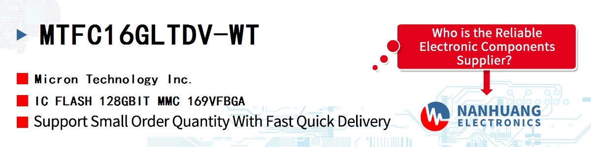 MTFC16GLTDV-WT Micron IC FLASH 128GBIT MMC 169VFBGA