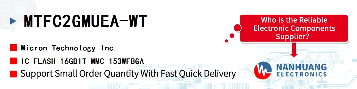 MTFC2GMUEA-WT Micron IC FLASH 16GBIT MMC 153WFBGA