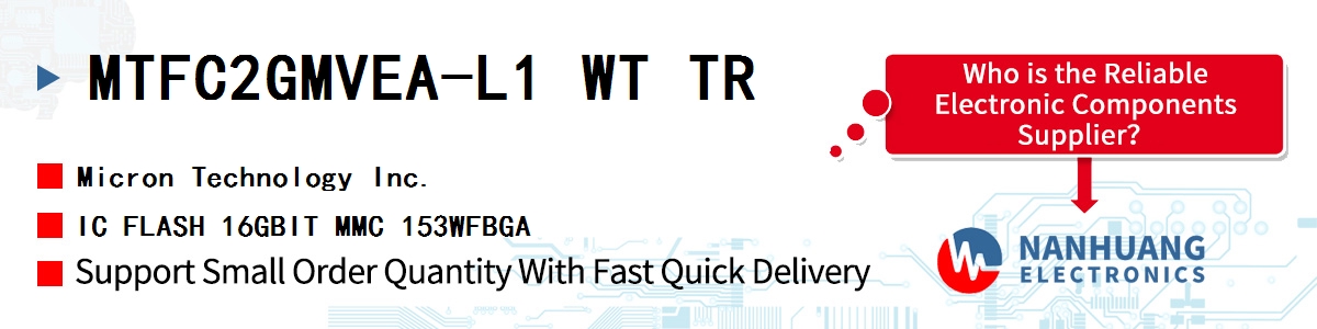 MTFC2GMVEA-L1 WT TR Micron IC FLASH 16GBIT MMC 153WFBGA