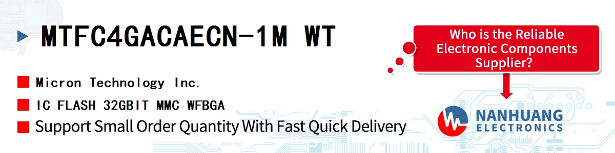 MTFC4GACAECN-1M WT Micron IC FLASH 32GBIT MMC WFBGA