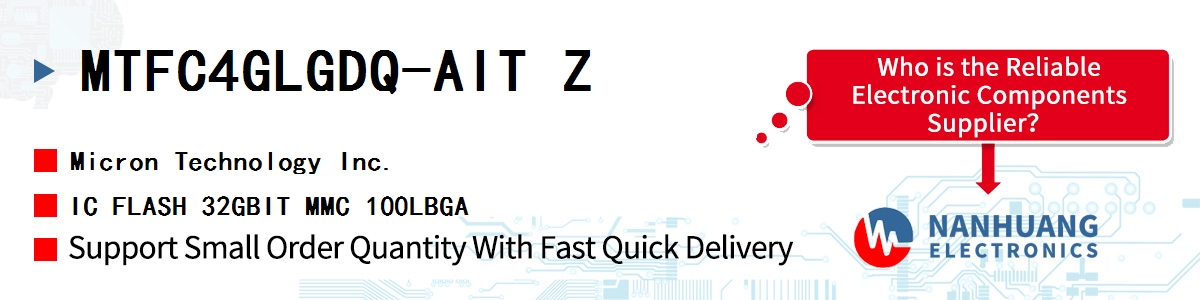 MTFC4GLGDQ-AIT Z Micron IC FLASH 32GBIT MMC 100LBGA