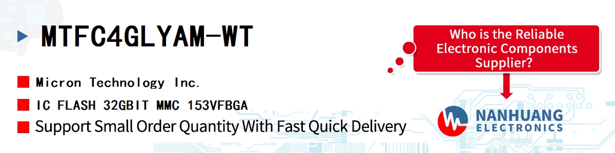 MTFC4GLYAM-WT Micron IC FLASH 32GBIT MMC 153VFBGA