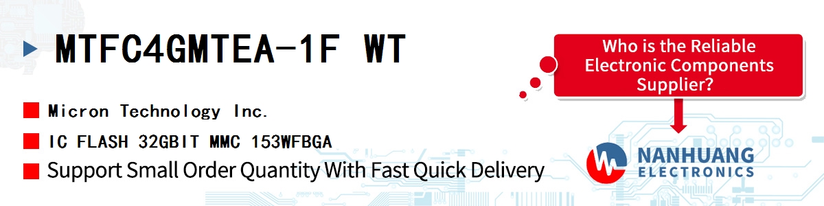 MTFC4GMTEA-1F WT Micron IC FLASH 32GBIT MMC 153WFBGA