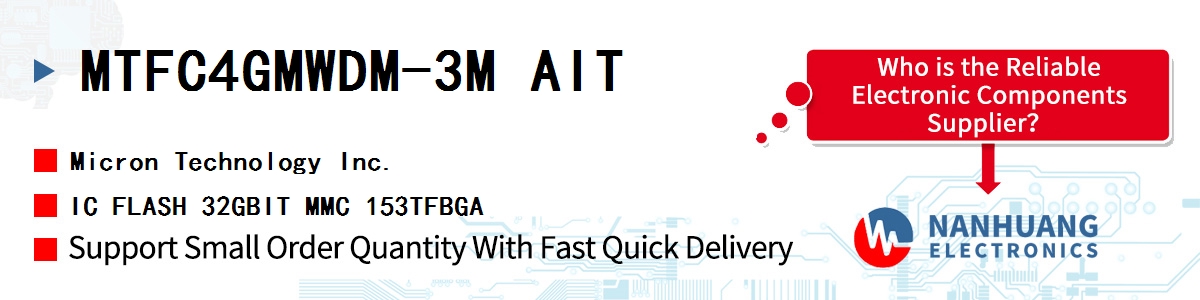 MTFC4GMWDM-3M AIT Micron IC FLASH 32GBIT MMC 153TFBGA