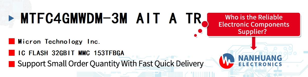 MTFC4GMWDM-3M AIT A TR Micron IC FLASH 32GBIT MMC 153TFBGA