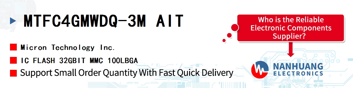 MTFC4GMWDQ-3M AIT Micron IC FLASH 32GBIT MMC 100LBGA