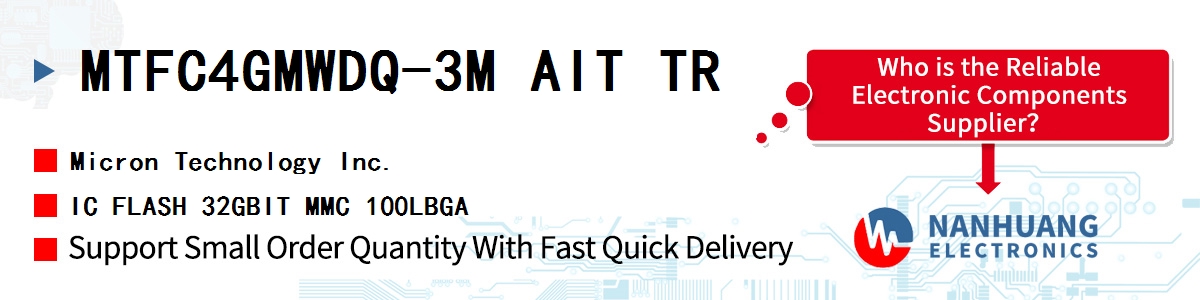 MTFC4GMWDQ-3M AIT TR Micron IC FLASH 32GBIT MMC 100LBGA