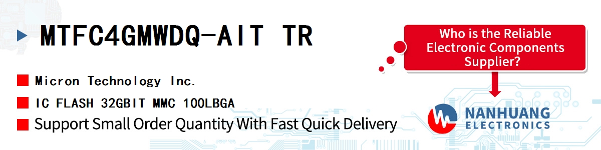 MTFC4GMWDQ-AIT TR Micron IC FLASH 32GBIT MMC 100LBGA