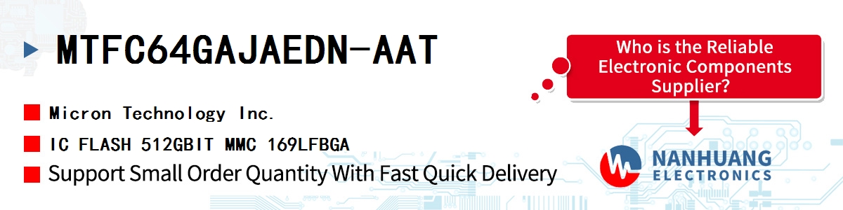 MTFC64GAJAEDN-AAT Micron IC FLASH 512GBIT MMC 169LFBGA