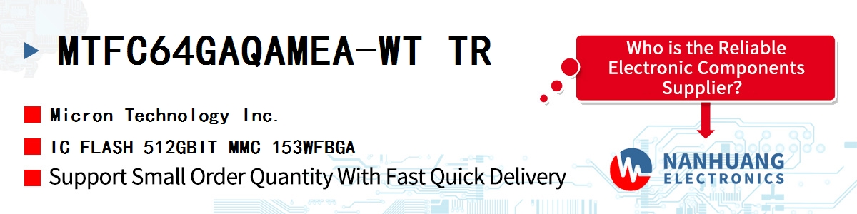 MTFC64GAQAMEA-WT TR Micron IC FLASH 512GBIT MMC 153WFBGA