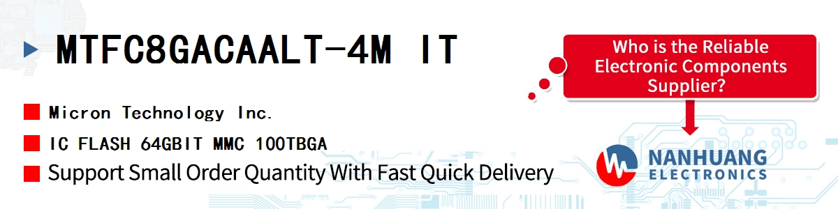 MTFC8GACAALT-4M IT Micron IC FLASH 64GBIT MMC 100TBGA