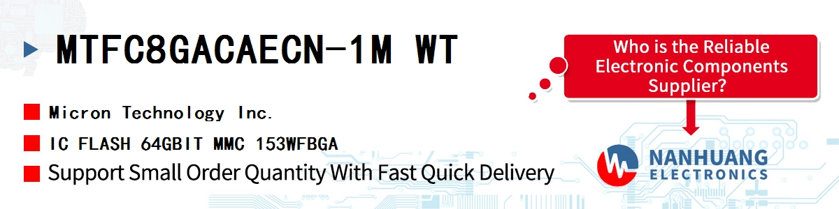 MTFC8GACAECN-1M WT Micron IC FLASH 64GBIT MMC 153WFBGA