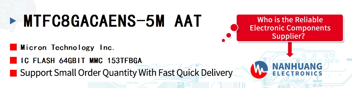 MTFC8GACAENS-5M AAT Micron IC FLASH 64GBIT MMC 153TFBGA