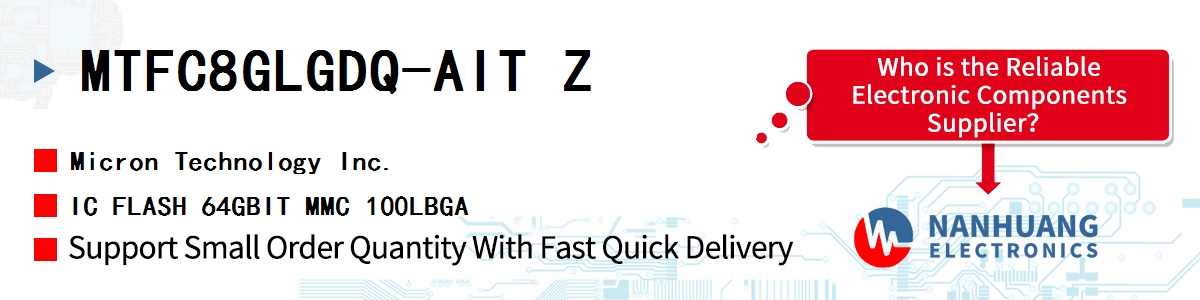 MTFC8GLGDQ-AIT Z Micron IC FLASH 64GBIT MMC 100LBGA