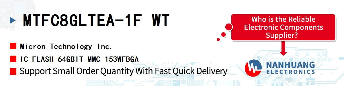 MTFC8GLTEA-1F WT Micron IC FLASH 64GBIT MMC 153WFBGA