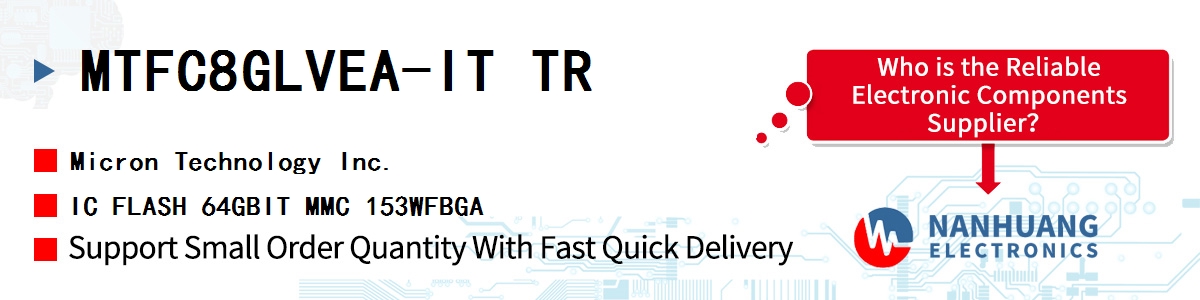 MTFC8GLVEA-IT TR Micron IC FLASH 64GBIT MMC 153WFBGA